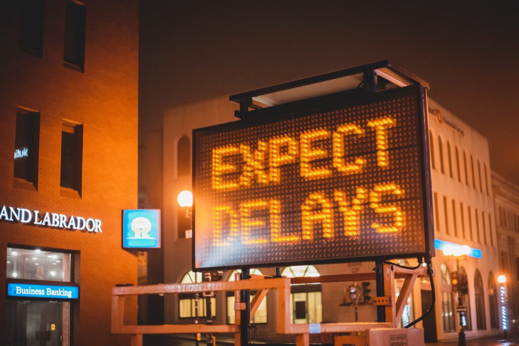 Expect Delays Sign - Construction Schedule Recovery Plan